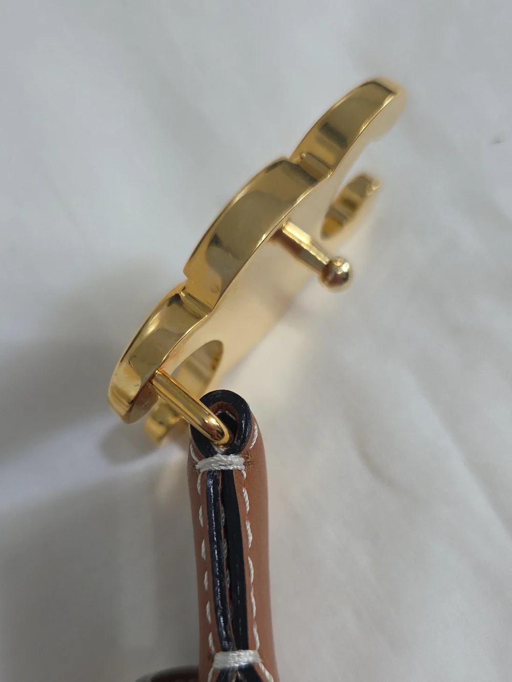Celine Triomphe Belt Camel Brown Leather 85cm